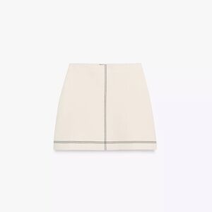 Zara Écru Knit Mini Skirt with Black Contrast Piping